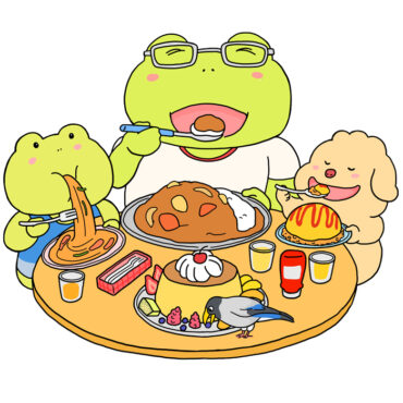カエル親子の食卓