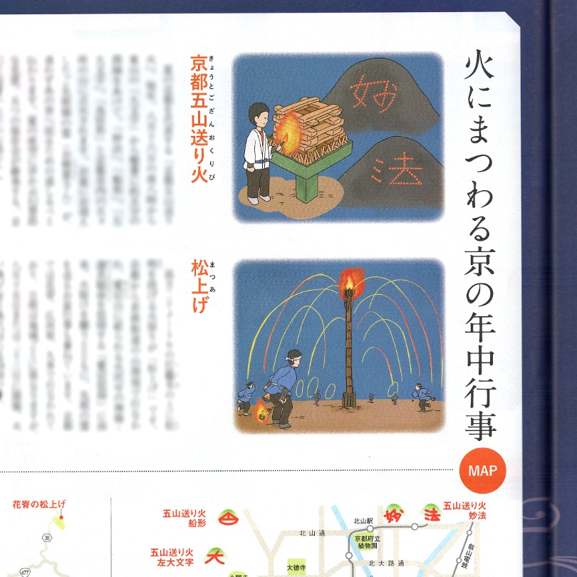 月刊『茶の間』2025年8月号　「火にまつわる京の年中行事」挿絵
